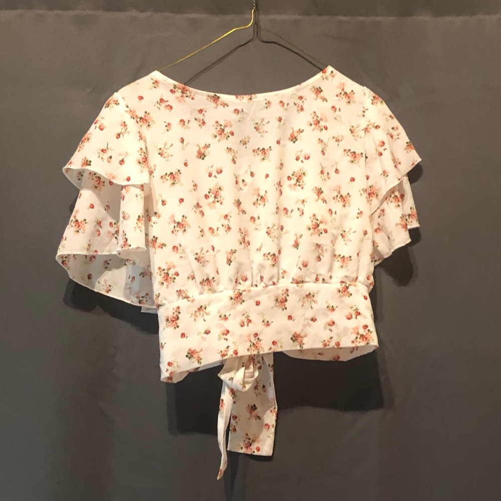 Francesca’s Tie back cropped blouse